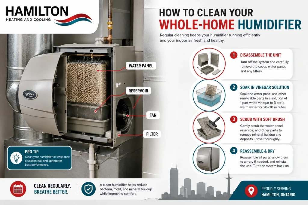 Humidifier cleaning tips Hamilton homeowners use to maintain whole-home humidifiers