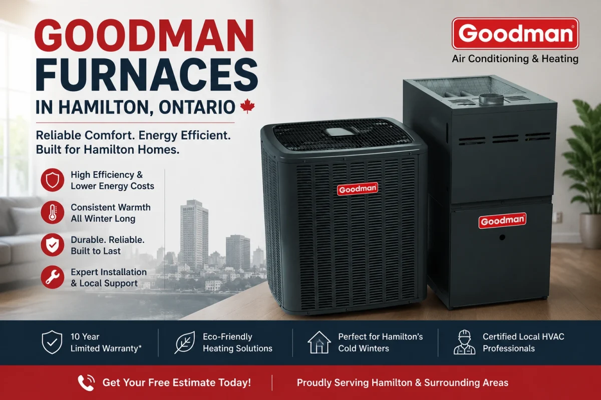 Goodman furnaces in Hamilton, Ontario featuring high-efficiency Goodman gas furnace models with pricing and installation guide