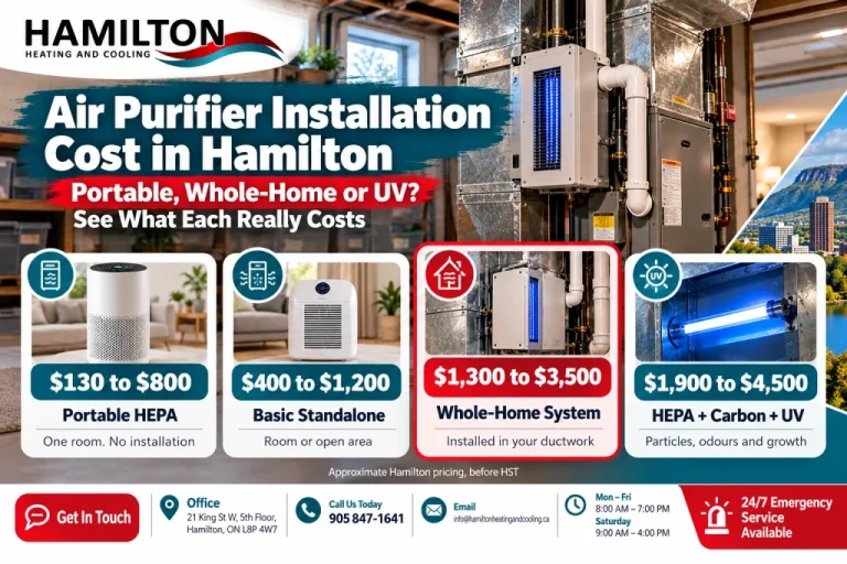 Air purifier installation cost options in Hamilton, Ontario